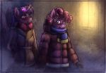  2018 anthro bantha blush clothed clothing duo equid equine female friendship_is_magic hair hand_holding hi_res horn mammal my_little_pony pinkie_pie_(mlp) scarf twilight_sparkle_(mlp) winged_unicorn wings 