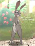  3_toes absurd_res barefoot big_butt breasts butt disney female fluffytuft hi_res judy_hopps lagomorph leporid looking_at_viewer looking_back mammal rabbit side_boob smile thick_ass thick_legs thick_thighs toes zootopia 