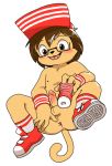  anthro anus arm_warmers armwear balls brown_eyes brown_hair child clothing cub domestic_cat erection eyewear felid feline felis footwear glasses hair harmarist legwear male mammal open_mouth perineum shoes shota_feline_(marimo) socks solo tenga young 