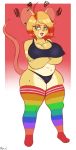  anthro breasts clothing crossed_arms facial_piercing female hi_res legwear lip_piercing makeup mammal mouse murid murine nipple_outline pattern_clothing pattern_legwear piercing rodent roly solo standing striped_clothing striped_legwear stripes thick_thighs thigh_highs underwear 