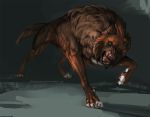  2019 4_toes brown_fur canid canine canis digital_media_(artwork) feral fur green_eyes mammal open_mouth shwonky solo standing teeth toes tongue wolf 