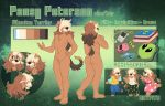  2019 5_fingers anthro backpack blue_eyes book brown_fur butt canid canine canis clothing crotch_tuft digital_media_(artwork) domestic_dog female flat_chested fur hair_over_eyes hoot ipod mammal model_sheet navel nude smile solo standing tan_fur tongue tongue_out 