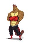  abs anthro biceps clothing digital_media_(artwork) equid equine fur furrybob hair hi_res horse male mammal muscular muscular_male pecs simple_background solo white_background 