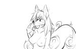  2018 amaterasu anthro breasts canid canine canis capcom deity female hair half-length_portrait mammal monochrome nipples nude portrait simple_background sketch snout solo video_games watsup white_background wolf ōkami 