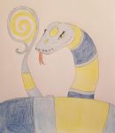  ambiguous_gender colored dzamie fak&eacute;mon feral first_person_view forked_tongue hi_res hypnosis looking_at_viewer mind_control reptile scalie snake solo stripes tongue tongue_out traditional_media_(artwork) 