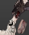  absurd_res colored_sketch deep_throat deep_tongue dragon duo equid equine extreme_french_kiss female feral feral_on_feral french_kissing grunge_dragon hi_res internal kissing larger_male long_tongue lynxrush male male/female mammal neck_bulge oral piercing saliva saliva_string simple_background size_difference sketch smaller_female teeth tongue virinia 