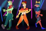  anthro anthrofied carvanha clothed clothing crop_top dancing fuze group male midriff navel nintendo numel pok&eacute;mon pok&eacute;mon_(species) rave shirt suspenders topless topwear treecko video_games 