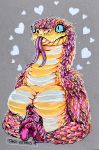  &lt;3 2019 anthro biped blue_eyes breasts bush_viper danji-isthmus female forked_tongue front_view grey_background half-length_portrait hi_res long_tongue multicolored_scales non-mammal_breasts nude old_world_viper orange_scales pink_scales pink_tongue portrait reptile scales scalie sherbet_(fivel) signature simple_background slit_pupils snake solo tongue tongue_out traditional_media_(artwork) viper white_scales yellow_scales 
