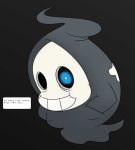 afterglow_ampharos alternate_species ambiguous_gender animated_skeleton black_background bone crossover duskull english_text game_(disambiguation) glowing glowing_eyes gradient_background grey_background hybrid meme nintendo not_furry pok&eacute;mon pok&eacute;mon_(species) sans_(undertale) simple_background skeleton skull solo speech_bubble text undead undertale video_games 