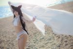  atago_(azur_lane) azur_lane beach bikini black_hair cosplay curvy highres long_hair photo swimsuit yoshinobi 