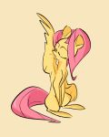  2019 digital_media_(artwork) equid equine feathered_wings feathers female feral fluttershy_(mlp) fluttershythekind friendship_is_magic hair mammal my_little_pony pink_hair pterippus simple_background sitting solo wings yellow_feathers 