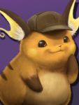  2019 alternate_species ambiguous_gender clothing detective_pikachu digital_media_(artwork) hand_on_face hat headgear headwear invalid_tag looking_at_viewer mammal mostly_nude nintendo painting pok&eacute;mon pok&eacute;mon_(species) raichu rairai-no26-chu rodent simple_background solo video_games 