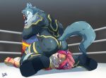  android bodysuit breke butt canid canine canis clothing facesitting felid fighting_ring humiliation machine male mammal muscular muscular_male nomad_(tas) pantherine public robot skinsuit subaru_aotk tiger tight_clothing tokyo_afterschool_summoners video_games wolf wrestling 