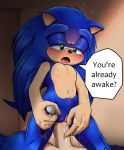  abdominal_bulge alternate_version_at_source anthro barefoot bed blush crossgender cuntboy duo faceless_male half-closed_eyes hi_res human human_on_anthro intersex interspecies lube male mammal navel nowykowski7 nude penis pussy sonic_(series) sonic_the_hedgehog sweat vaginal 