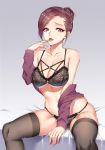  absurdres breasts highres original thighhighs tongue underwear yi_mian 