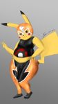  anthro clothed clothing cosplay_pikachu hi_res looking_at_viewer male mask nintendo pikachu pikachu_libre pok&eacute;mon pok&eacute;mon_(species) simple_background smile solo standing thick_thighs video_games 