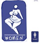  animate_inanimate breasts clothing dress female hi_res humanoid nipple_outline not_furry restroom_sign thick_thighs white_skin wide_hips zp92 