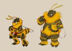  2019 antennae_(anatomy) anthro arthropod bee black_fur bumblebee_(disambiguation) daftpatriot digital_drawing_(artwork) digital_media_(artwork) duo fur hymenopteran insect male multicolored_fur nude penis simple_background two_tone_fur wings yellow_fur 