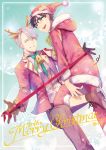  2016 2boys animal_ears antlers bell black_gloves black_hair blazer blue-framed_eyewear blue_eyes bow bowtie brown_eyes christmas extra_ears glasses gloves hat hood ice_skates jacket jewelry katsuki_yuuri male_focus merry_christmas multiple_boys open_mouth pants pig_ears pig_tail reindeer_antlers reindeer_ears ribbon ring santa_costume santa_hat silver_hair skates smile snowflakes tail viktor_nikiforov yuri!!!_on_ice yuyu_(yuyudesu0806) 