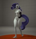 2018 3d_(artwork) animated anthro anthrofied areola armwear blue_eyes bottomless breasts clothed clothing digital_media_(artwork) elbow_gloves equid equine female fishimira friendship_is_magic gloves mammal my_little_pony nipples nude partially_clothed rarity_(mlp) rubber solo source_filmmaker walking 