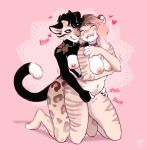  &lt;3 2019 anthro bite biting_lip breasts cheek_tuft dipstick_tail duo elbow_tufts eyes_closed fangs felid feline female female/female fingering fingerless_(marking) fur grey_eyes hand_on_hip inner_ear_fluff kneeling lips mammal multicolored_fur multicolored_tail navel nipple_piercing nipples piercing pussy_juice sabertooth_(anatomy) self_bite simple_background smile striped_fur stripes text thelupinprincess tuft vaginal vaginal_fingering 