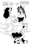  anthro blush breasts cervid cleavage clothed clothing comic female jewelry kobold lipstick makeup mammal monochrome necklace reptile samantha_reyes scalie tattoo wendy_larsson zwitterkitsune 