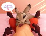  &lt;3 absurd_res anthro bed bed_sheet bedding canid canine dipstick_ears disney duo female first_person_view fox grabbing_sheets hi_res judy_hopps lagomorph leporid light lying male male/female mammal multicolored_ears nick_wilde on_back on_front one_eye_closed penis purple_eyes rabbit skeletonguys-and-ragdolls smile spread_legs spreading sunlight wink zootopia 