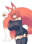  absurd_res animal_humanoid big_breasts blush breasts burger canid canid_humanoid canine canine_humanoid clothed clothing dipstick_tail female food fox_humanoid hair hi_res huge_breasts humanoid inner_ear_fluff legwear long_hair mammal mammal_humanoid multicolored_tail orange_hair smile solo sub-res sweater thigh_highs topwear yellow_eyes 