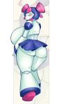  2019 android big_breasts big_butt brass_(medabots) breasts butt carlac clothing digital_media_(artwork) female hi_res huge_breasts humanoid machine medabots not_furry robot robot_humanoid simple_background solo thick_thighs upskirt 