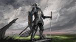  2019 anthro armor canid canine canis day detailed_background digital_media_(artwork) holding_object holding_weapon male mammal melee_weapon outside sky solo standing sword themefinland weapon wolf 