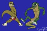  2015 absurd_res after_sex alligator alligatorid animal_genitalia animalympics anthro anus bedroom_eyes bolt_jenkins bulge butt claws clothed clothing crocodilian cum cum_in_ass cum_in_mouth cum_inside cum_on_butt cum_on_clothing cum_on_face cum_on_feet dean_wilson digital_media_(artwork) feet fur genital_slit half-closed_eyes hi_res kneeling lancer_buck_(colorist) looking_at_viewer lutrine male mammal mustelid nude open_mouth partially_clothed presenting presenting_hindquarters raised_tail relaxing reptile scales scalie seductive simple_background slit smile smirk speedo swimwear toe_claws toony undressing weaselgrease webbed_feet 