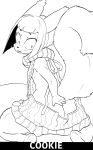  anthro breasts butt cookie_(furryfight_chronicles) daigaijin female furryfight_chronicles hair hi_res line_art looking_back mammal rear_view rodent sciurid 