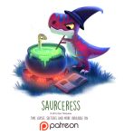  book cauldron clothing cryptid-creations dinosaur fire grass hat headgear headwear patreon potion reptile scalie simple_background theropod tyrannosaurid tyrannosaurus tyrannosaurus_rex white_background 