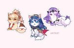  :3 blue_eyes blue_hair character_request domestic_cat felid feline felis female feral feralized fire_emblem fur grey_fur group hair hairband justduet lucina_(fire_emblem) mammal melee_weapon nintendo orange_eyes purple_eyes purple_hair scabbard sheathed_weapon simple_background sword tan_fur tan_hair tied_hair video_games weapon whiskers white_fur 