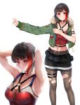  bang_dream! cleavage garter khanka_shui mitake_ran pantyhose torn_clothes 