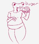  2019 aliasing amphibian belly big_belly burger food frog hand_on_stomach male overweight sephaloid sketch solo text 