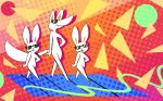  80&#039;s_theme abstract_background anthro blep canid canine colorful eyewear fox group lagomorph leporid mammal rabbit shane_frost sunglasses tongue tongue_out 