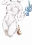  1girl areolae blue_gloves boku_no_hero_academia collarbone commentary_request gloves hagakure_tooru highres invisible nipples shoes solo v wei_yu 