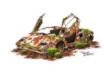  broken_glass cactus car circle_name commentary_request dirt glass grass ground_vehicle huge_filesize lamborghini lamborghini_countach motor_vehicle no_humans open_door original post-apocalypse ruins rust simple_background tokyogenso white_background wreckage 