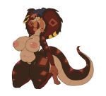  absurd_res anthro beanie belly big_breasts blush breasts clothing female hat headgear headwear hi_res inverted_nipples maggie_(justkindofhere) nipples piercing pussy reptile scalie slightly_chubby snake snake_hood solo thick_thighs tobicakes tongue tongue_out wide_hips 