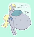  anthro big_breasts bottomwear breasts clothed clothing derpy_hooves_(mlp) english_text forfun41 friendship_is_magic hi_res huge_breasts hyper hyper_pregnancy my_little_pony pregnant short_shorts shorts text 