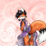  1:1 2019 anthro big_butt bloo_the_fox bow butt canid canine clothed clothing digital_media_(artwork) dress eyelashes flash fluffy fox frill fur girly hair humanoid male mammal model open_mouth panties pinup pose raitime solo standing underwear white_fur wind 