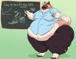  akita anthro belly big_belly big_butt brown_fur burger butt canid canine canis chalk chalkboard claws clothed clothing domestic_dog eyewear food fur glasses holding_food holding_object huge_butt love_handles male mammal midriff moobs obese obese_male open_mouth oreocakes overweight overweight_male solo spitz standing straining_buttons tan_fur thick_thighs torn_clothing wide_hips 