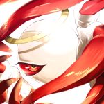  bandaid cyclops halo highres kirby_(series) kirby_64 looking_at_viewer no_humans one-eyed red_eyes red_sclera white_background wings zero_two_(kirby) 