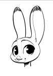  2019 :3 ambiguous_gender anthro black_and_white dipstick_ears disney fuel_(artist) headshot_portrait judy_hopps lagomorph leporid looking_at_viewer mammal monochrome multicolored_ears portrait rabbit simple_background smile solo white_background zootopia 