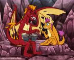  blue_eyes bongo_(disambiguation) bongo_drums bongos brother brother_and_sister dragon fangs female friendship_is_magic garble_(mlp) hi_res inuhoshi-to-darkpen male my_little_pony sharp_teeth sibling sister sitting smolder_(mlp) teeth 