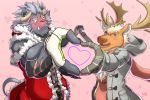  anthro blue_eyes blush capreoline cervid couple_(disambiguation) duo felid hi_res krampus_(housamo) lion male male/male mammal pantherine reindeer subaru_aotk tokyo_afterschool_summoners video_games youl 