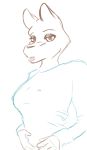 1md3f4ul7 animated anthro boob_drop bouncing_breasts breasts canid canine clothing female fox looking_at_viewer mammal nipples presenting presenting_breasts roxanne simple_background sketch solo 