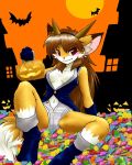  ambient_bat ambiguous_gender anthro breasts brown_hair canid canine chiropteran clothed clothing female female_focus fox fur group hair halloween hi_res holidays kemono mammal solo_focus ペディスペア 