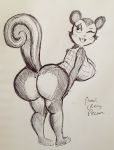  animal_crossing anthro bottomless bubble_butt butt clothed clothing female from_behind_(disambiguation) hi_res looking_back mammal nintendo one_eye_closed pecan_(animal_crossing) pikapika212 presenting rodent sciurid video_games wink 